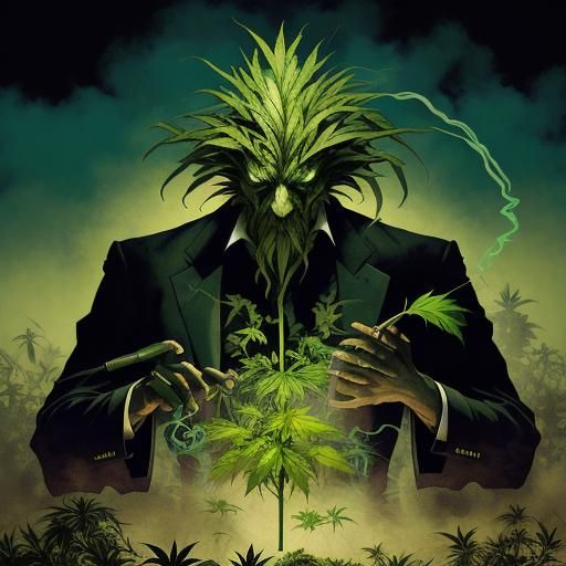 smoke man made of weed plants fly proboscis face saint of si...