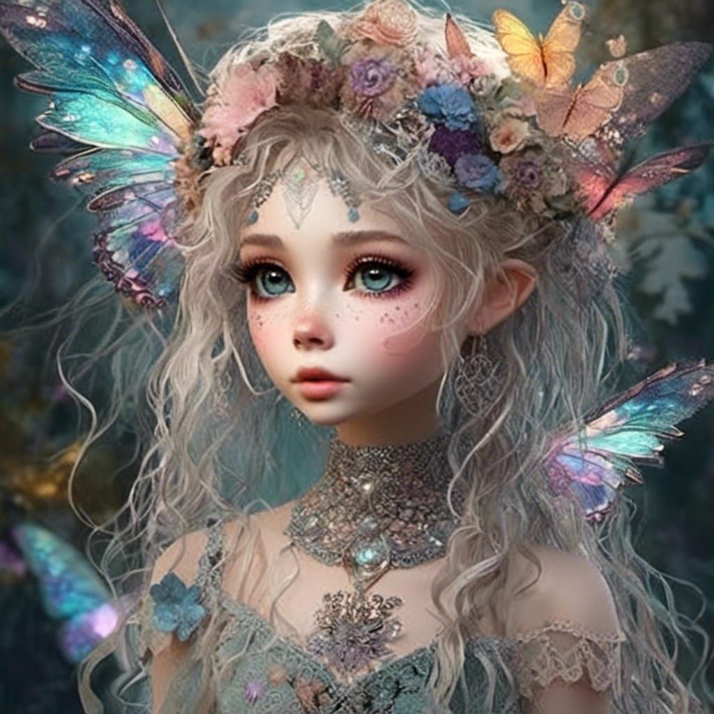 Beautiful Fairy with Iridescent Wings