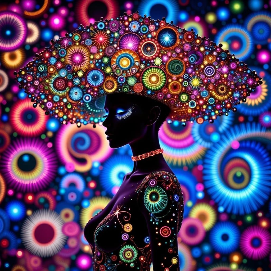 Exquisite Alien Fashion Model with Intricate Body Art and Fa...