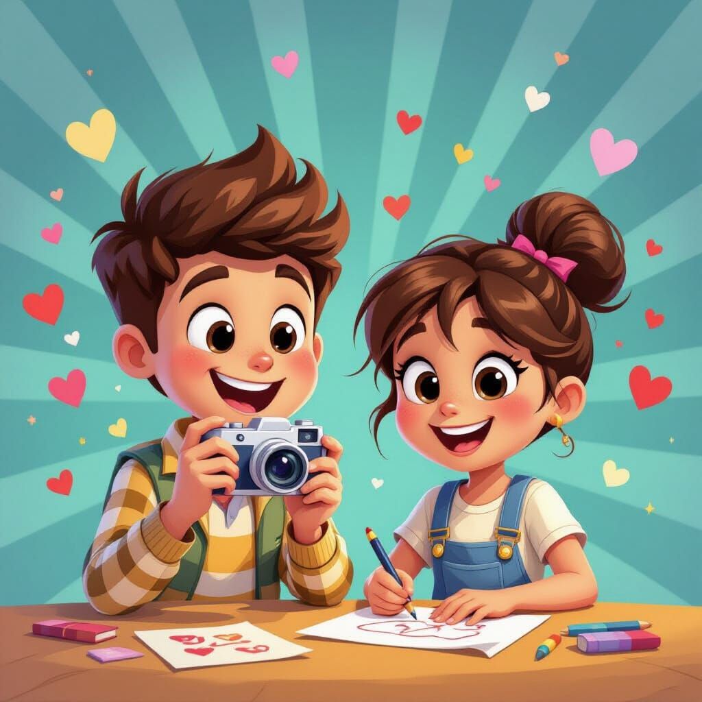 Cheerful Kids in Pixar-Inspired 3D Cartoon