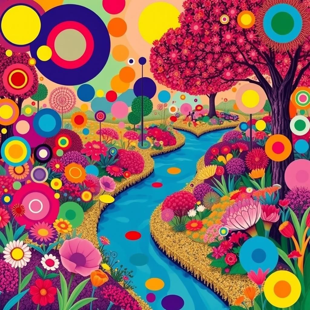 Kaleidoscopic Garden in Playful Surrealist Style