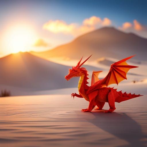 Detailed Origami Dragon Papercraft in 8K