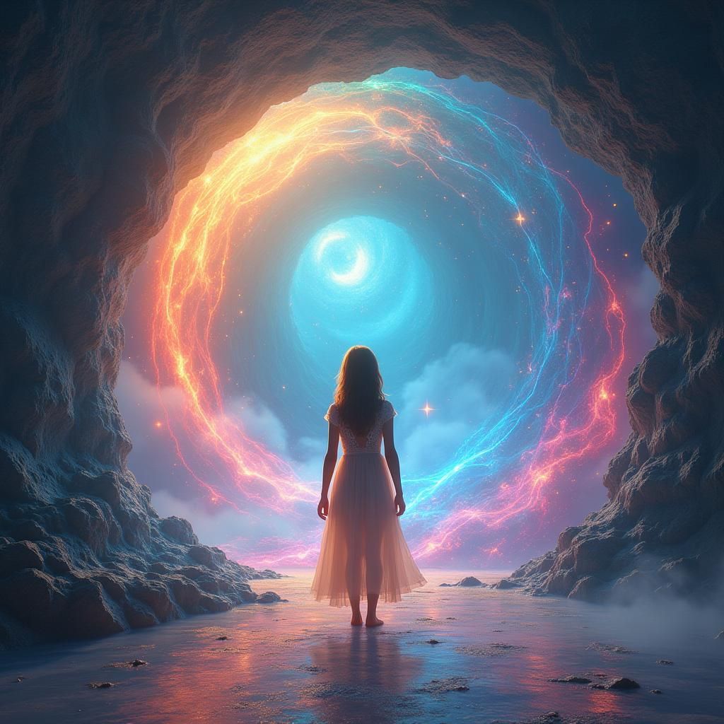 Ethereal Girl's Dimensional Journey: A Digital Matte Paintin...