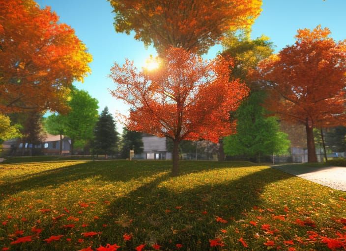 Photorealistic Autumn Front Yard in 8K