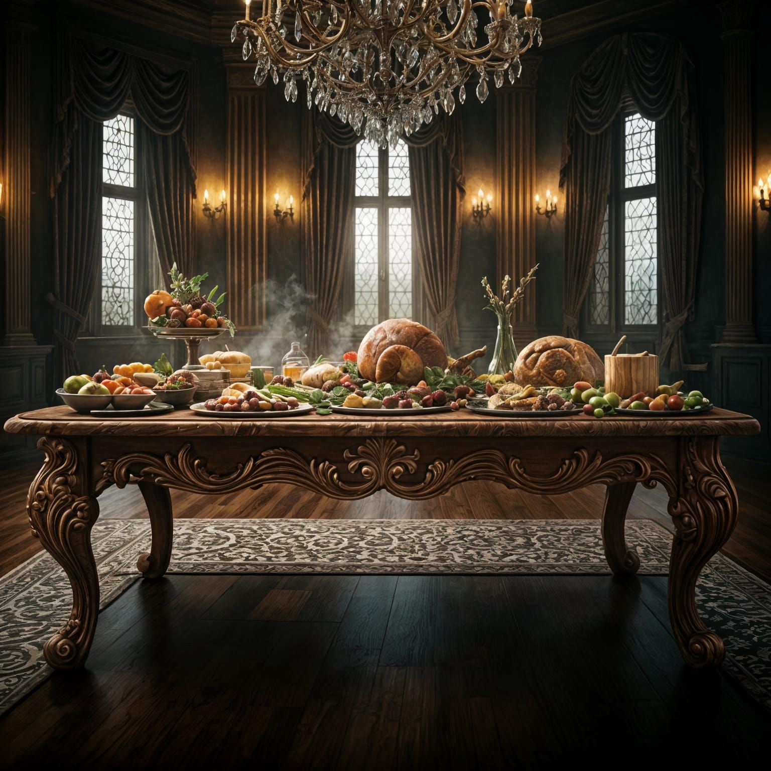 Luxurious Feast in Bright Living Room