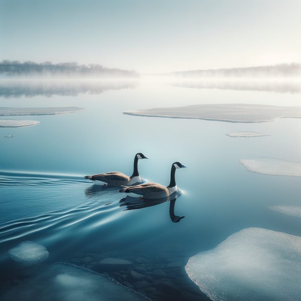 Geese in Early Spring Serenity
