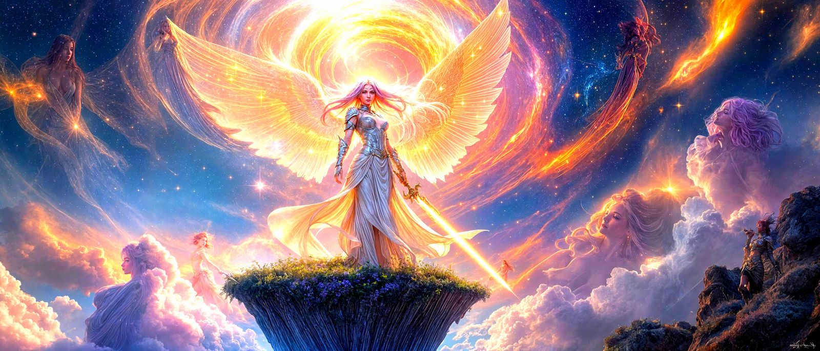 Celestial Aasimar Warrior Defends the Cosmos
