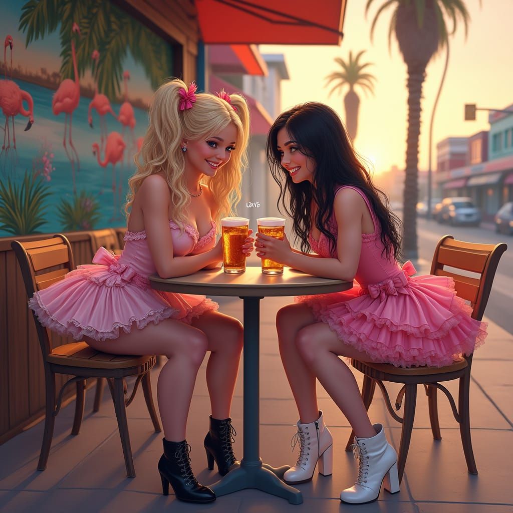 Girly Fashion at Flamingo Plaza: Digital Art