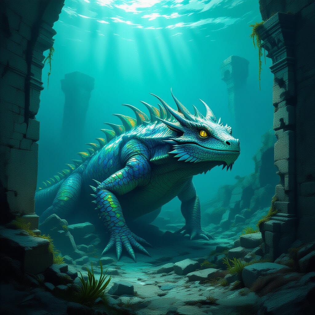 Deep Sea Dragon in Sunken City Ruins
