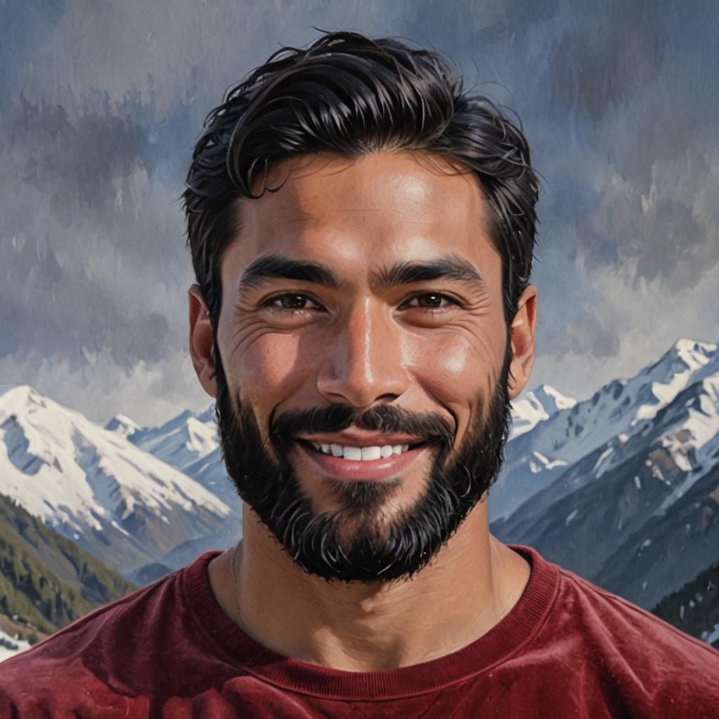 Handsome Man in Velvet Shirt, Anime-Inspired Digital Art