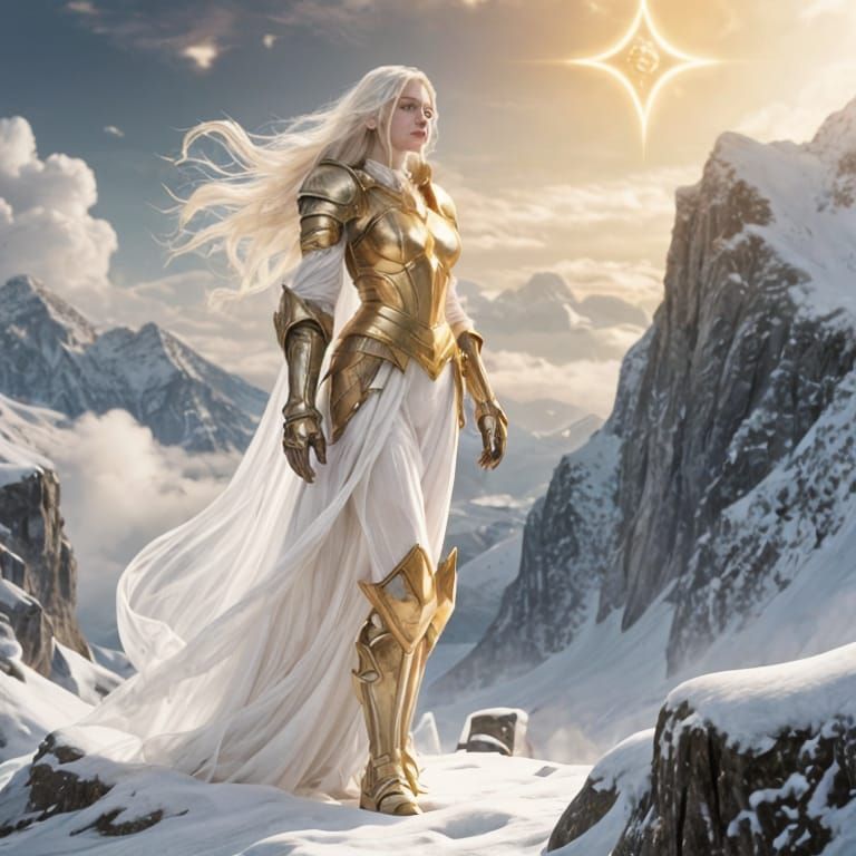 Divine Knight Lady on Snowy Mountaintop