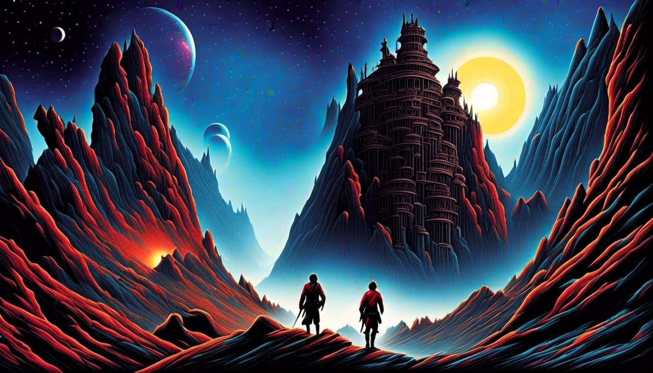 Epic Surreal Cosmic Horror Landscape with Deep Background