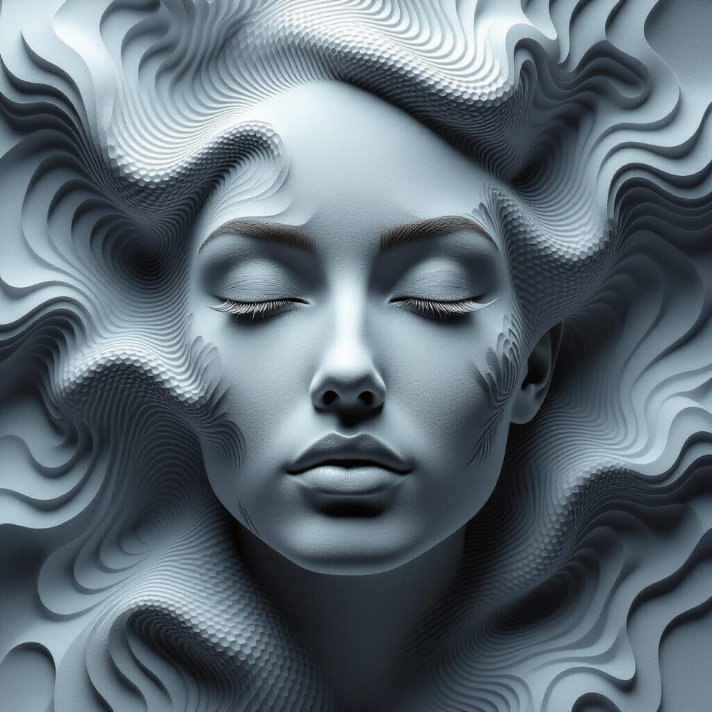Surreal Futuristic Portrait with Optical Illusion Effect