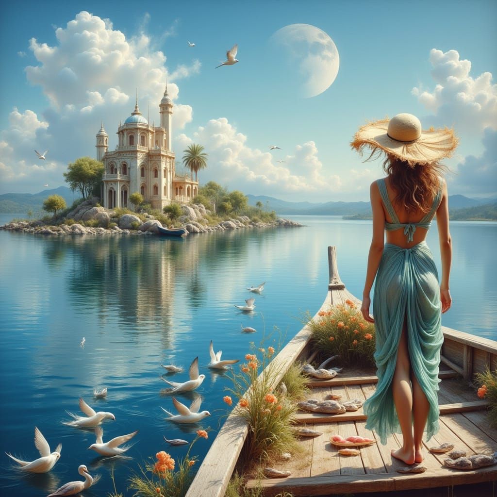 Idyllic Island View in Impressionist Style