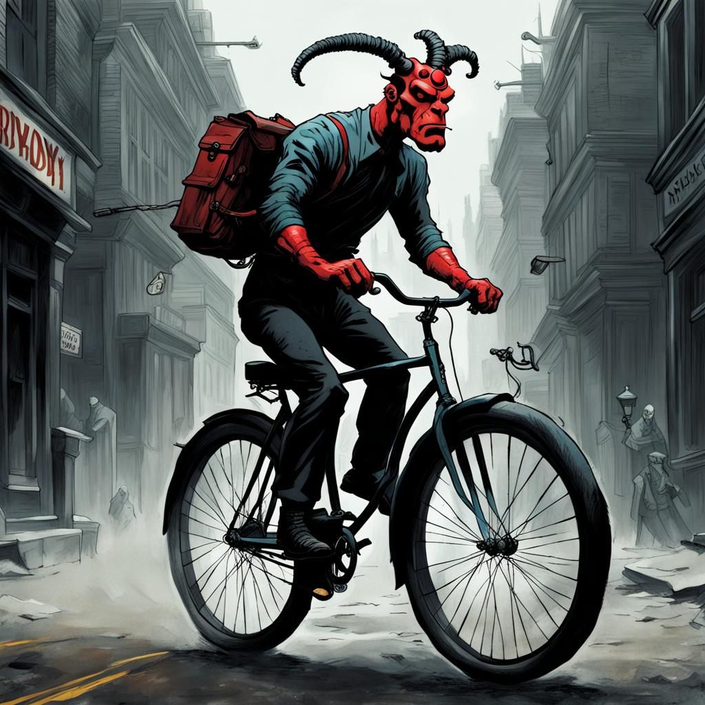 Hellboy Rides a Bicycle