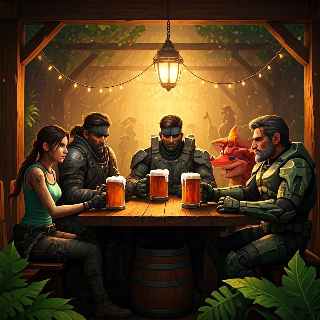 Video Game Heroes at a Tavern, Fantasy Concept Art
