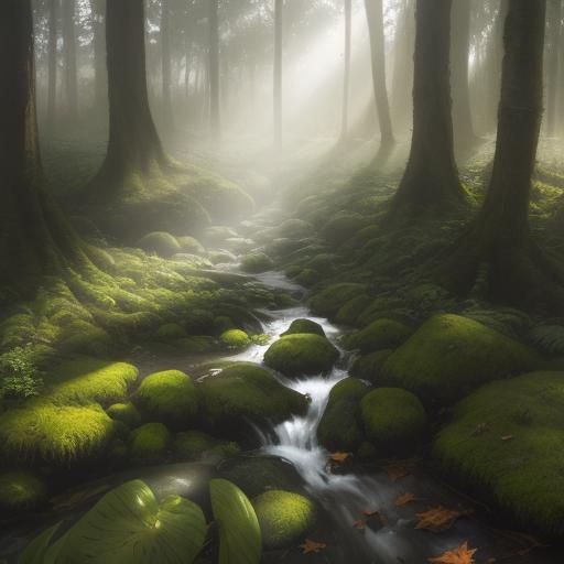 Sunlit Forest Leaves in Photorealistic Digital Art