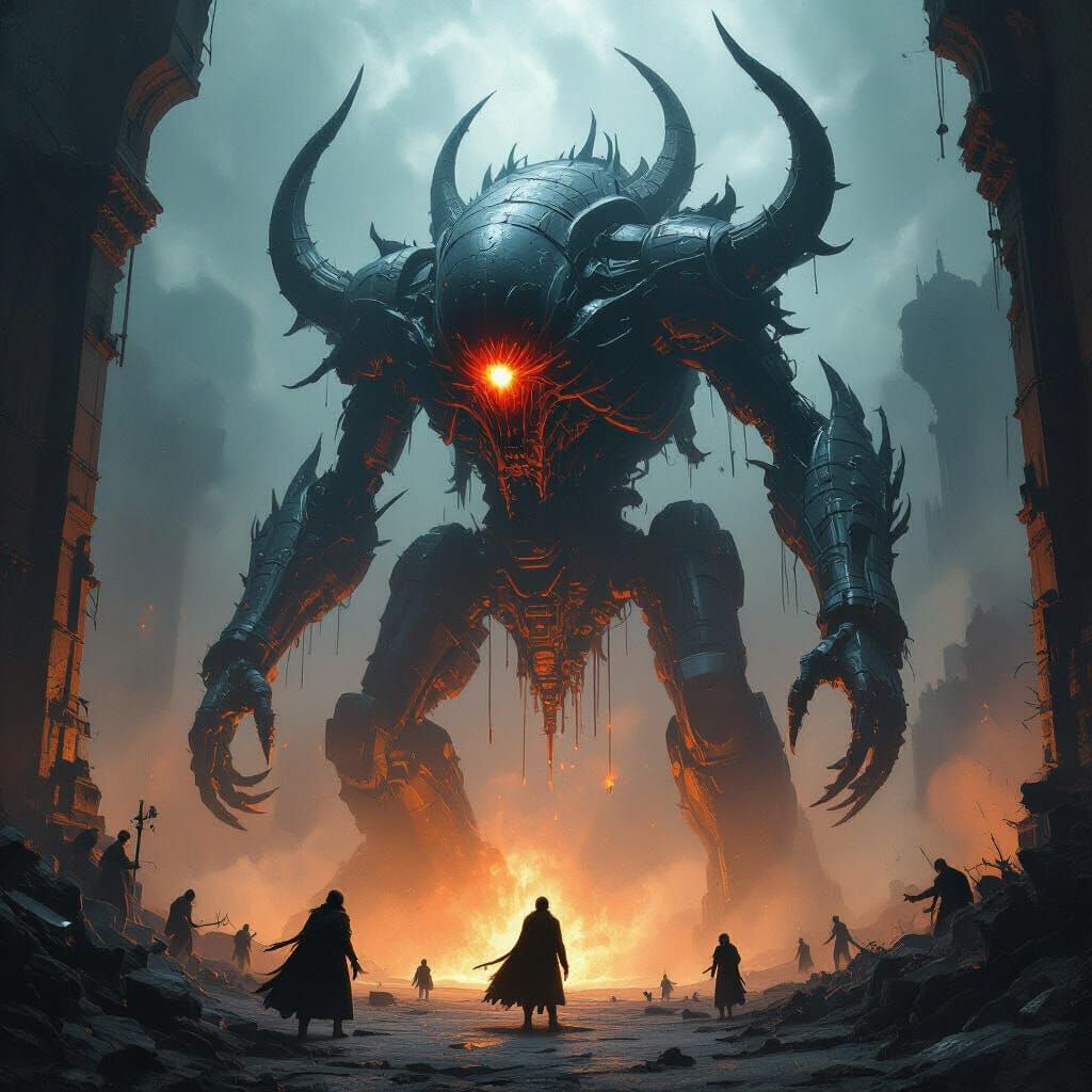 Dark Fantasy Boss Battle with Bioluminescent Effects