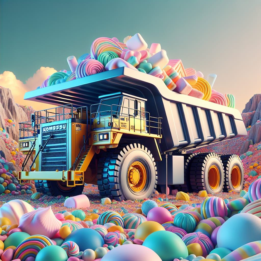 Candy-Inspired Dump Truck Transports Marshmallowpunk in Quar...