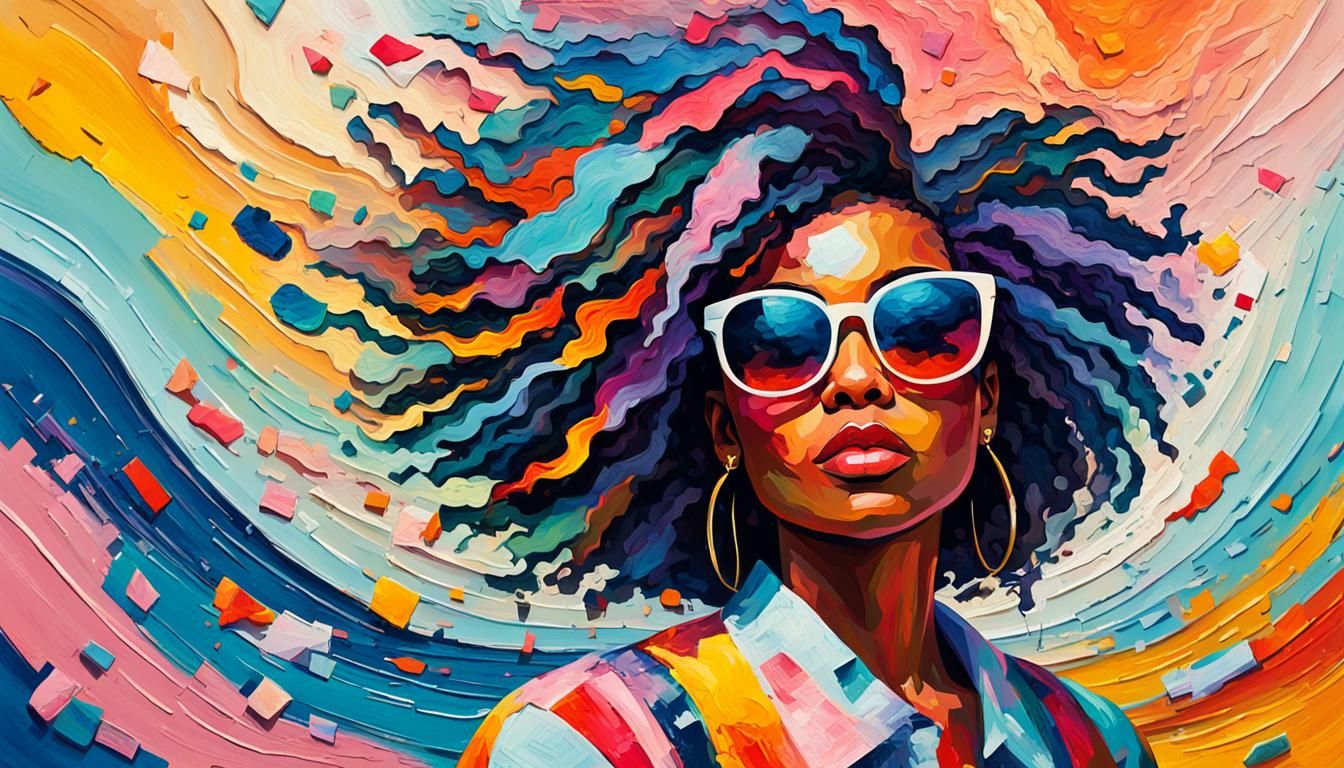 Abstract Palette Knife Portrait of Confident Woman