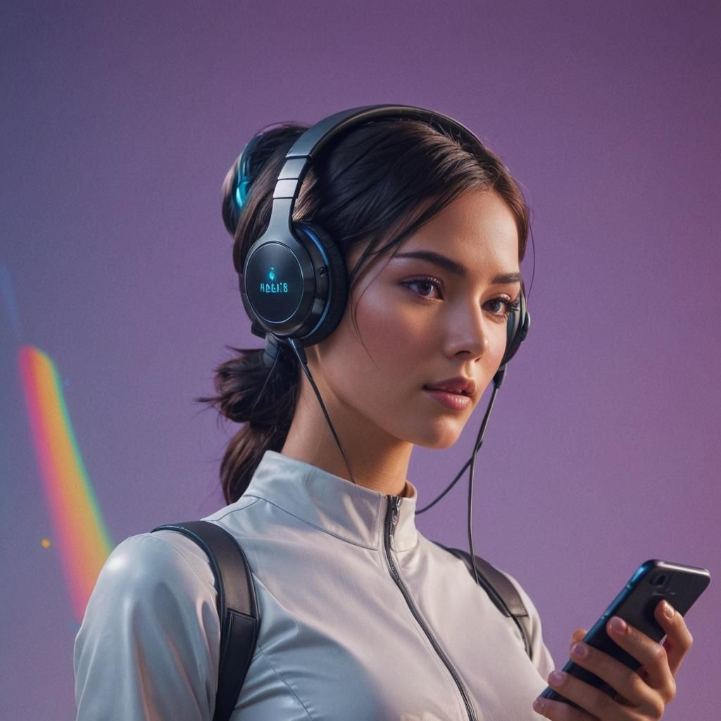 Futuristic Woman with Wifi Signals in Splash Art