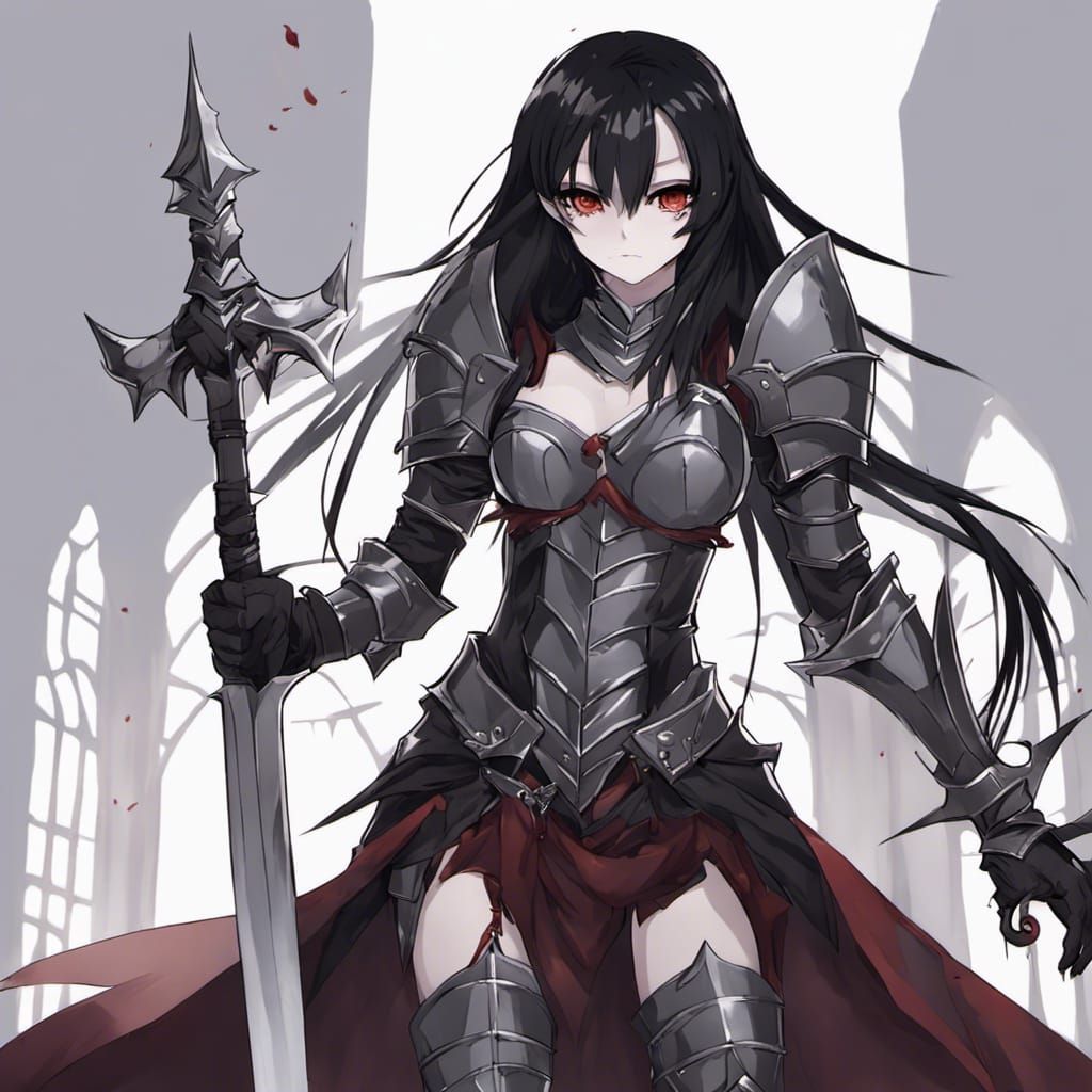 Anime Dark Elf Vampire Knight in Plate Armor