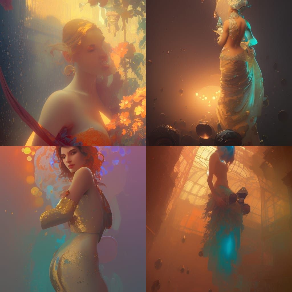 Champagne Concept Art in Art Nouveau Style
