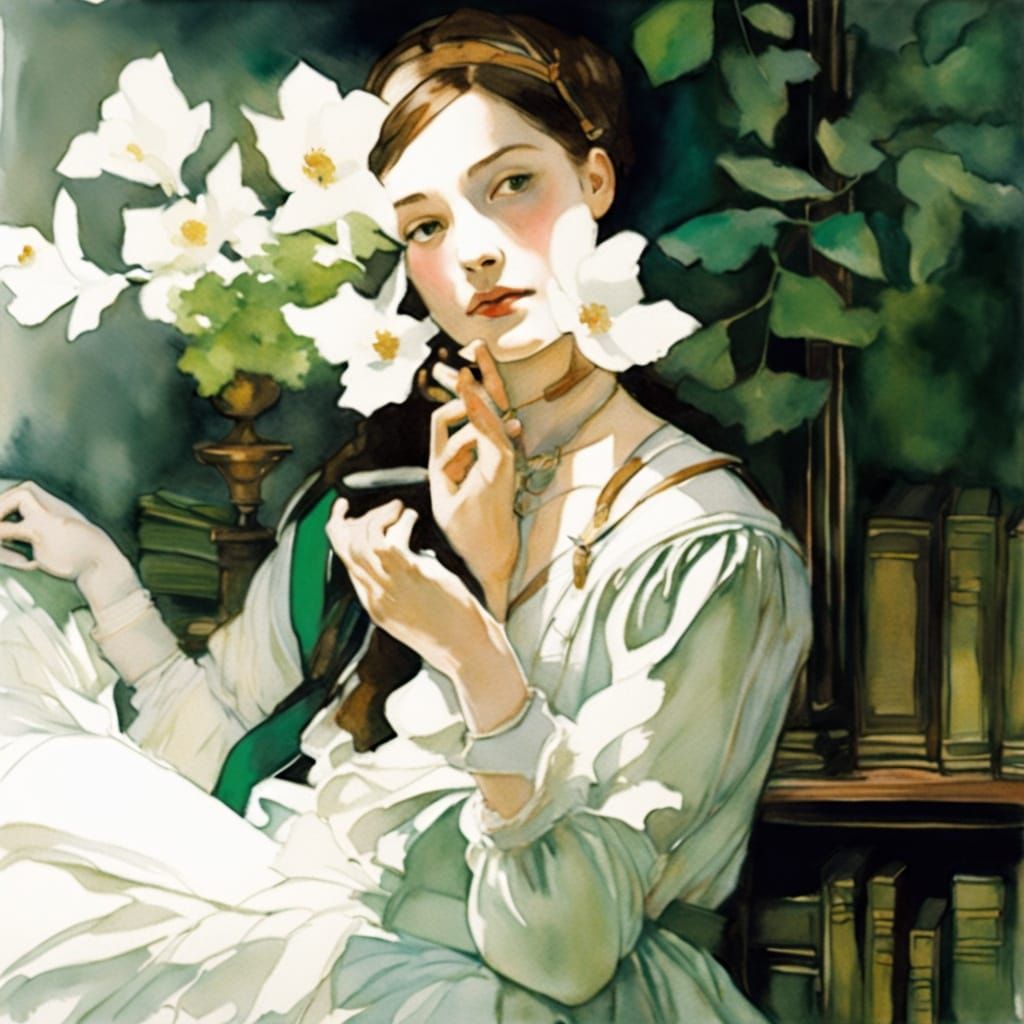 Whispers of Romance in a Dimly Lit Library