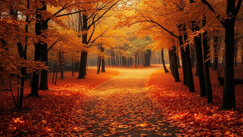 Holographic Autumn Forest Path