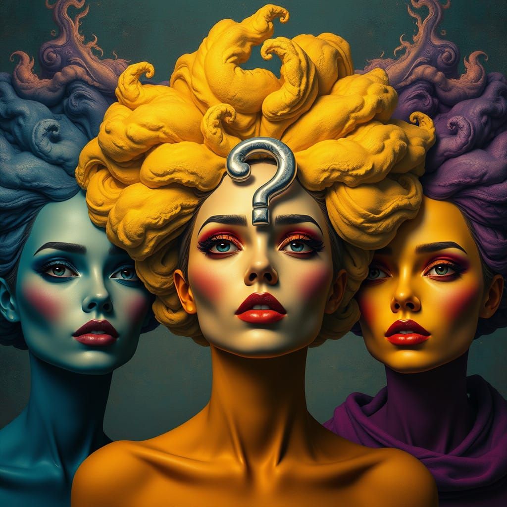 Dreamlike Women with Vibrant Skin Tones and Ethereal Shapes