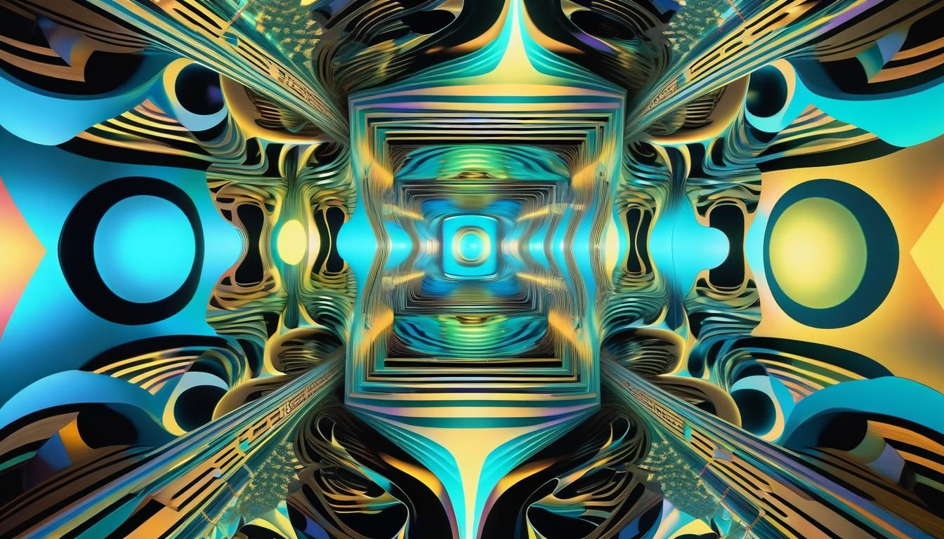 Surreal Cybernetic Face in Escher Space