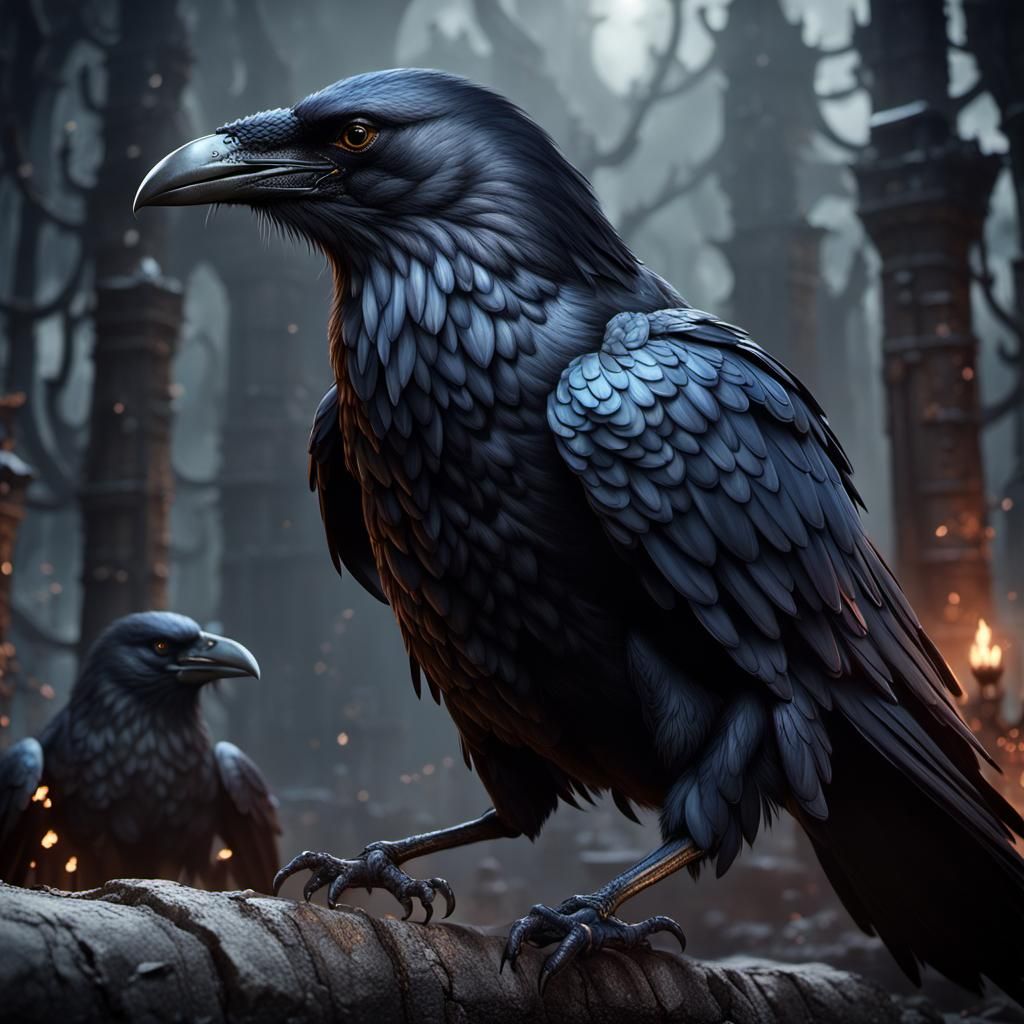 Fantastical Crow in Detailed Matte Painting