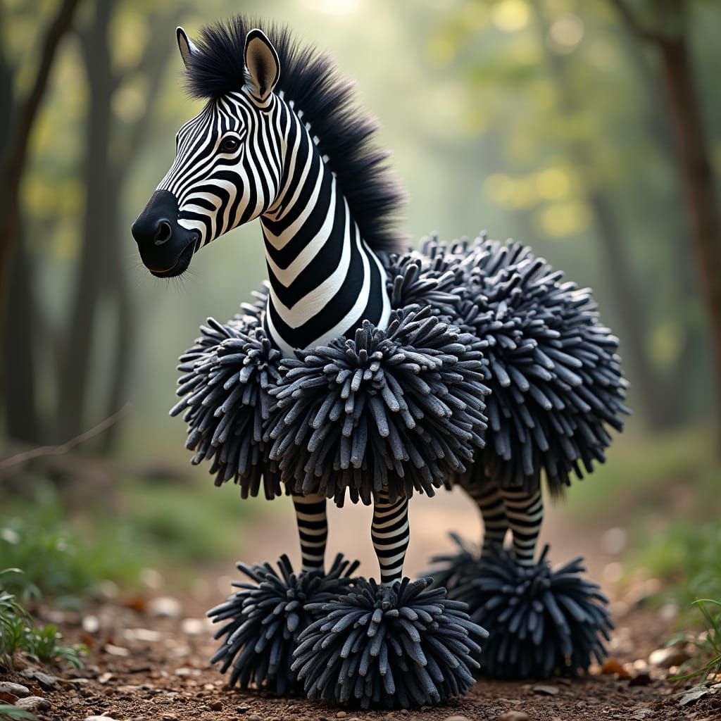 Pom-Pom Zebra in a Pom-Pom Jungle