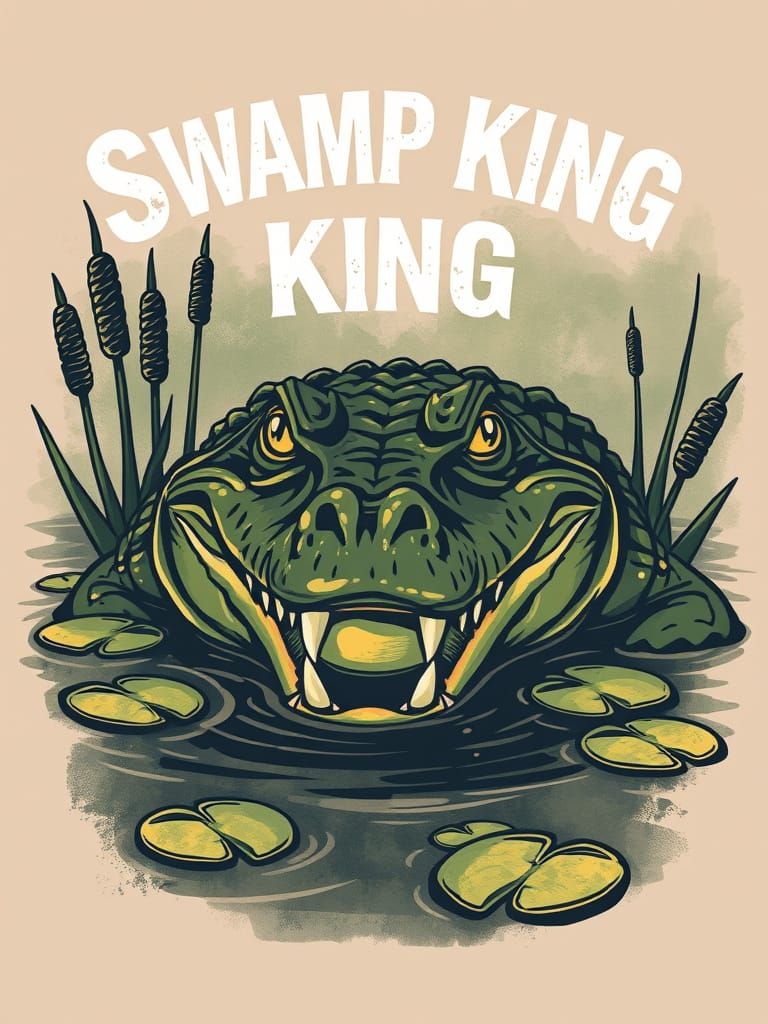 Vintage Crocodile Swamp King T-Shirt Design
