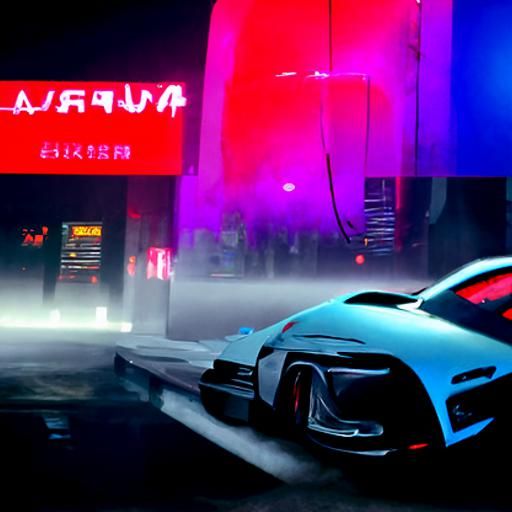 Cyberpunk Supra Car in Neon Cityscape