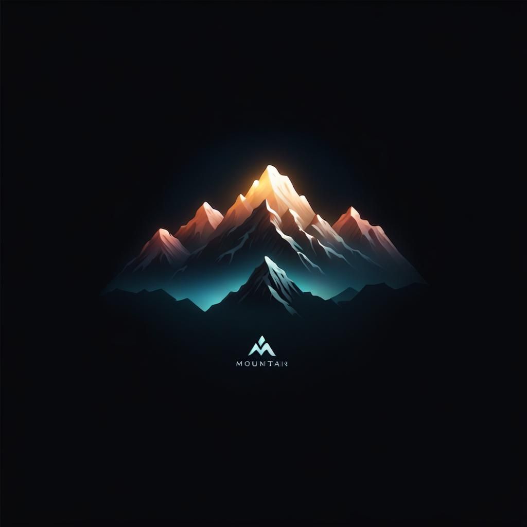 Minimalist Mountain Logo with Faint Glow