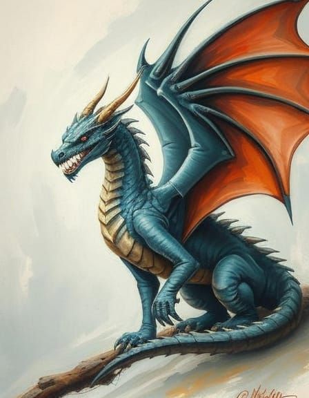 Majestic Dragon in Flight Painting