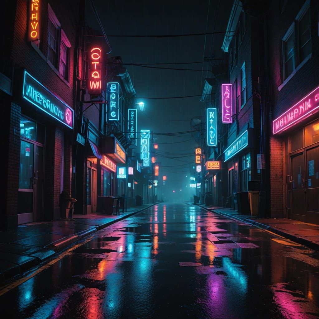 Cyberpunk Metropolis Alexandria Virginia at Night