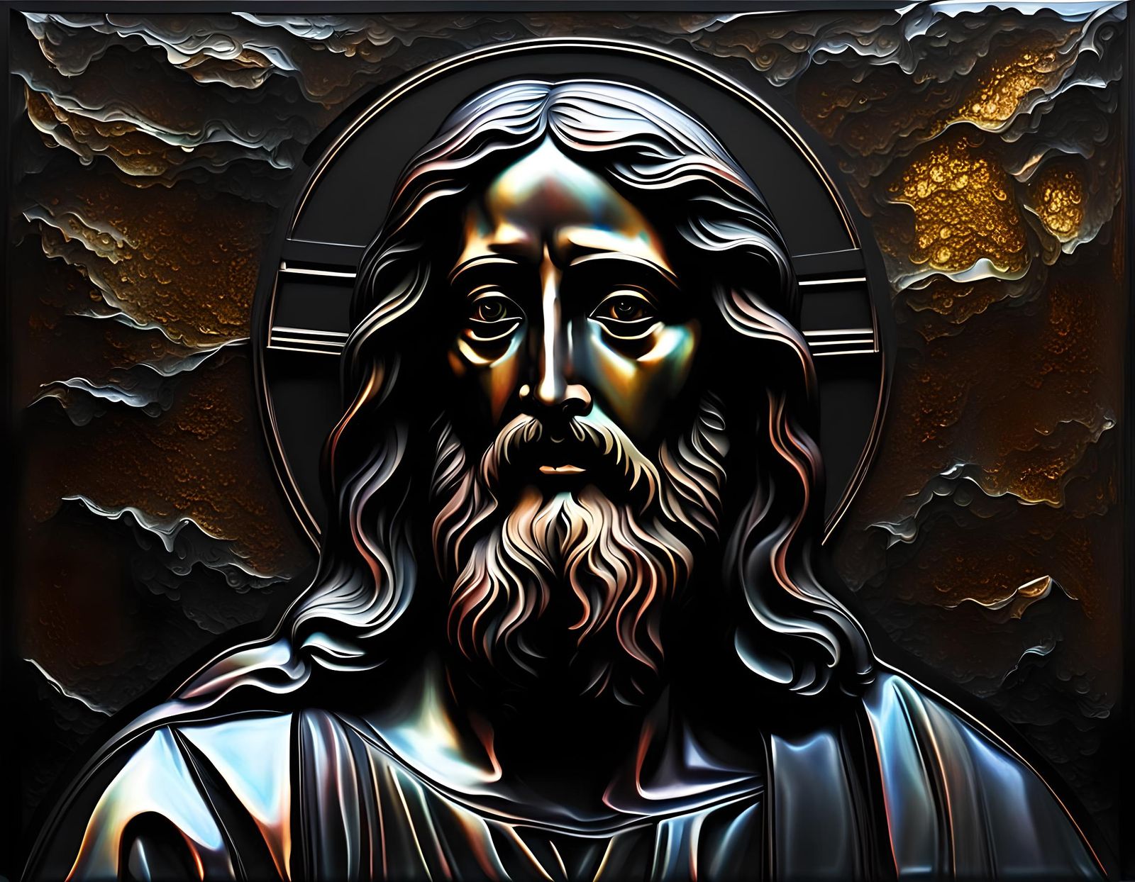 Jesus Christ Portrait in Tenebrism Style