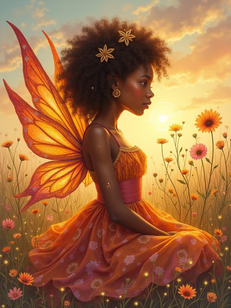 Vibrant Fairy in Dreamy Watercolor Style