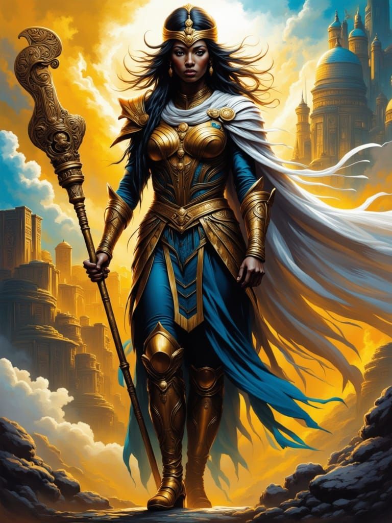 Regal Warrior Goddess of Themyscira in Vibrant Armor