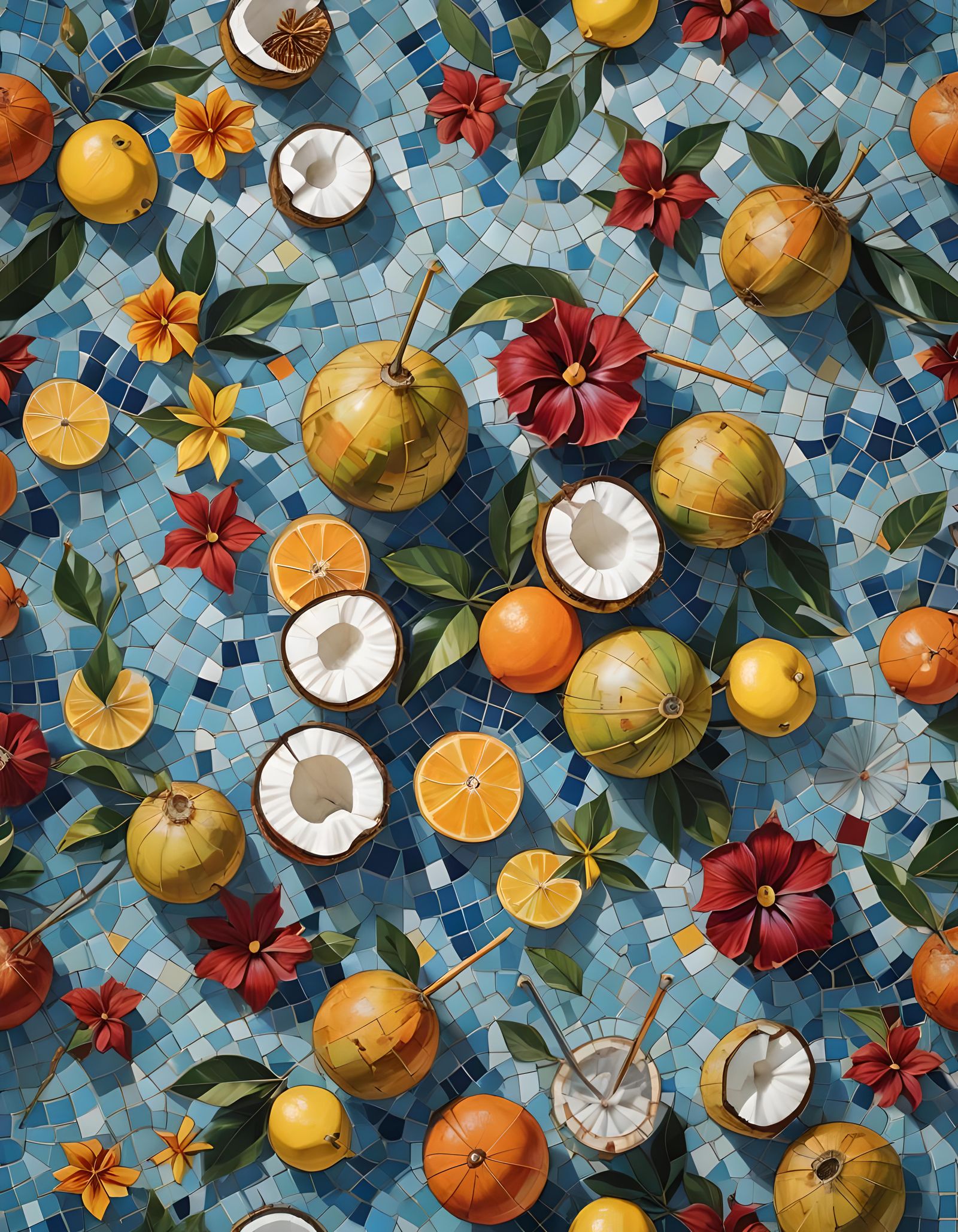 Coconut Drink with Hibiscus in Picasso Style