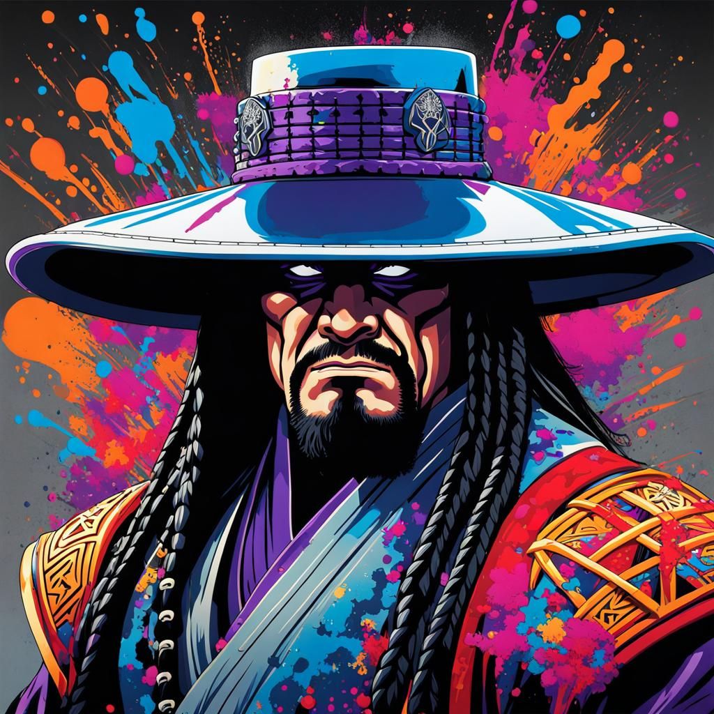 Undertaker as Samurai in Graffiti Splash Art