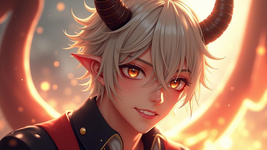 Anime Style Wight Devil with Silver Hair