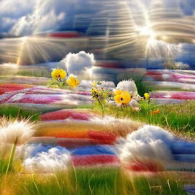 Heavenly Flower Meadow Bathed in Divine Light