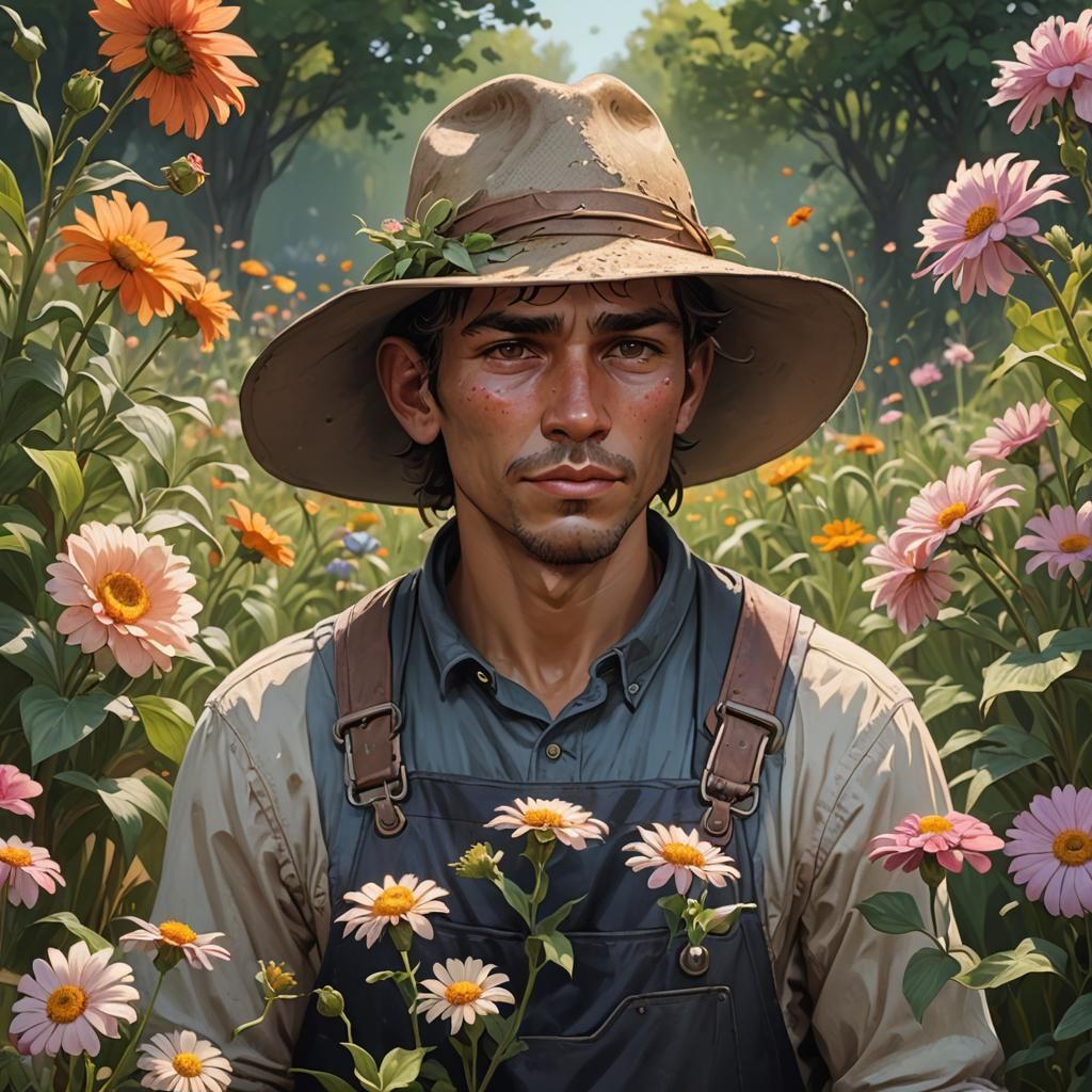 Young Farmer Portrait in Hyperdetailed Digital Art