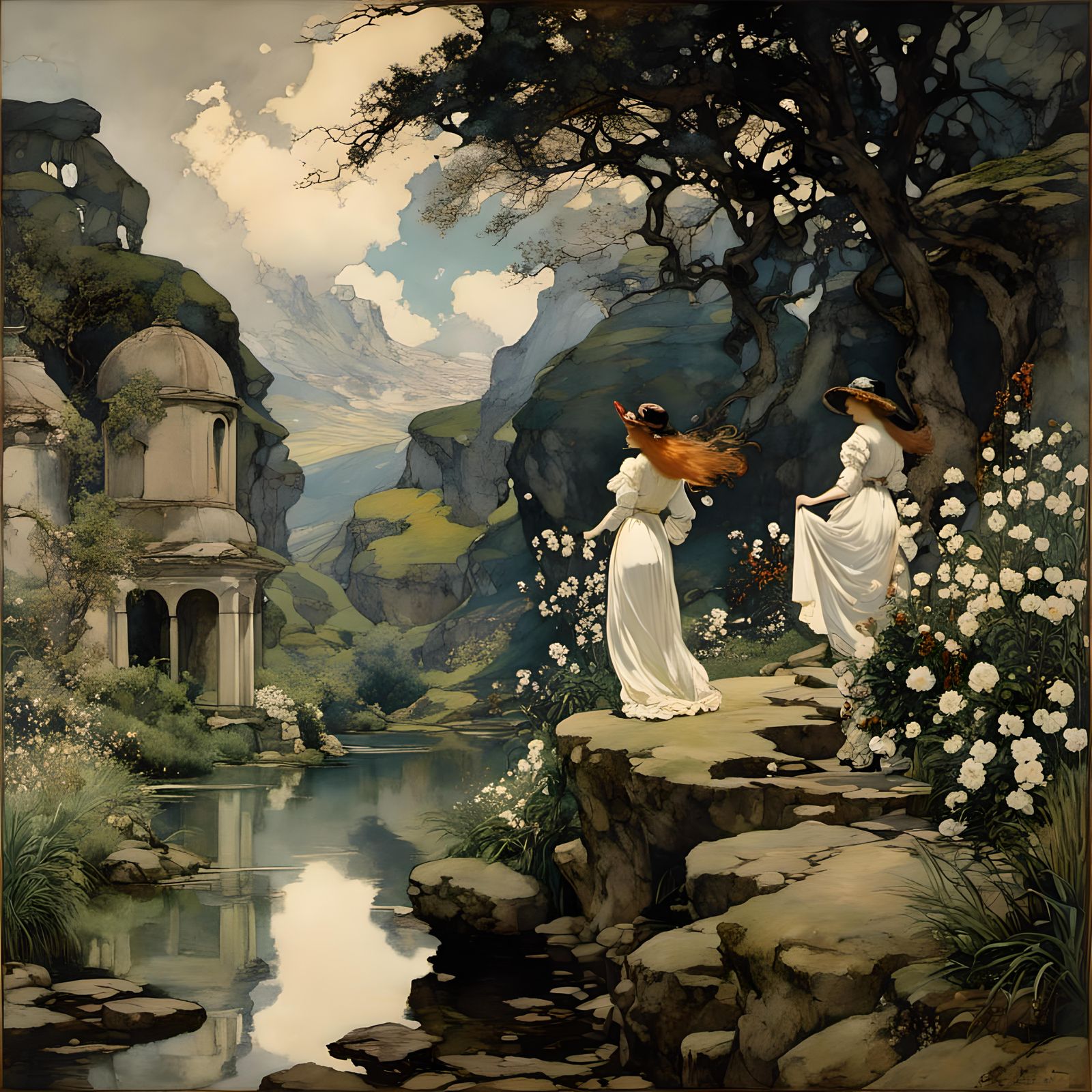 art by Arthur Rackham <lora:Inkwell:1.0>