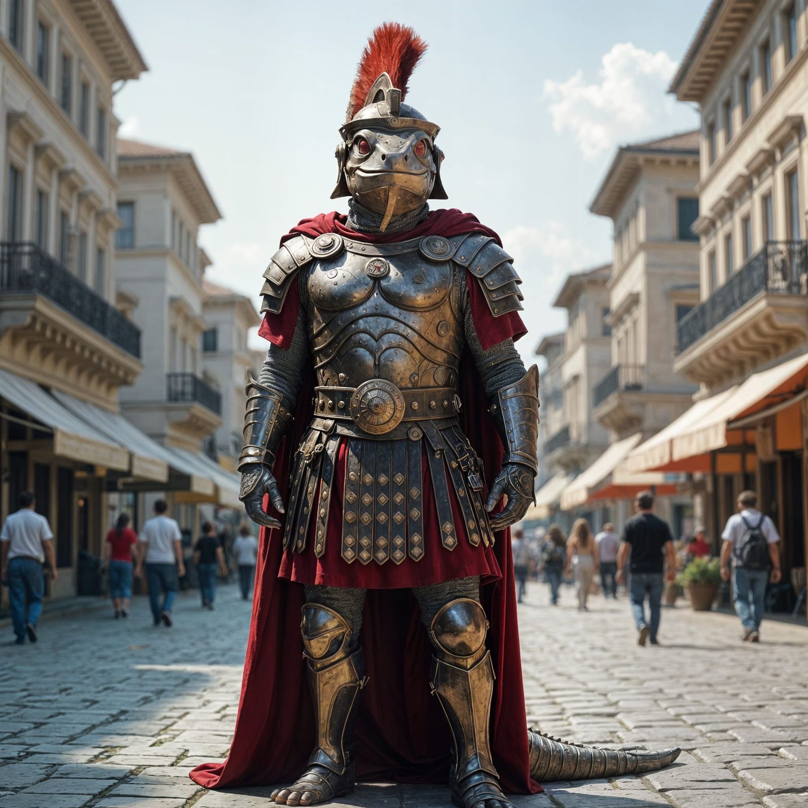 Lizard Man in Roman Armor, Times Square