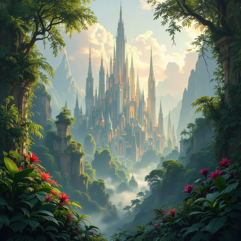 Ethereal Fantasy Landscape in Digital Matte Painting Style