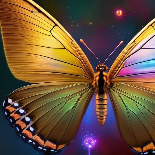 Bejeweled Butterfly Wood Carving in Steampunk Style